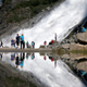 Tourists visiting the Mendenhall Glacier in the Tongass National Forest.